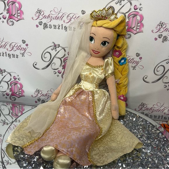 Disney Other - Disney Rapunzel Tangled Wedding Dress with Veil Soft Toy Plush Doll 21inch 🩷🎀